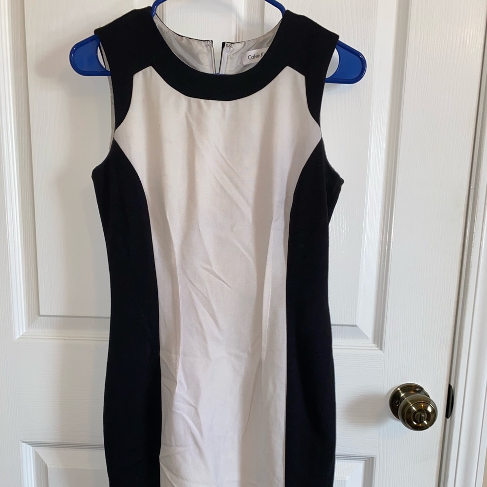 Calvin Klein: Black and White Work Dress